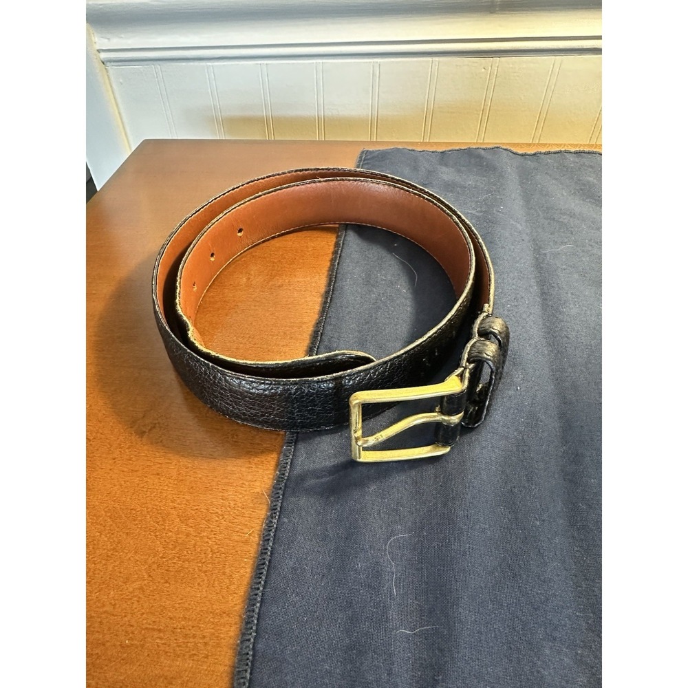 VTG Coach Black Cowhide Leather Dress Belt Brass 32'' 85cm